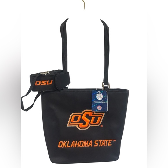 OSU Black Oklahoma State University Shoulder Tote Bag with Logo Wristlet NWT - Picture 1 of 14